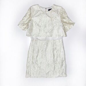 Topshop Lace Cocktail Dress Flutter Sleeve Cream 10